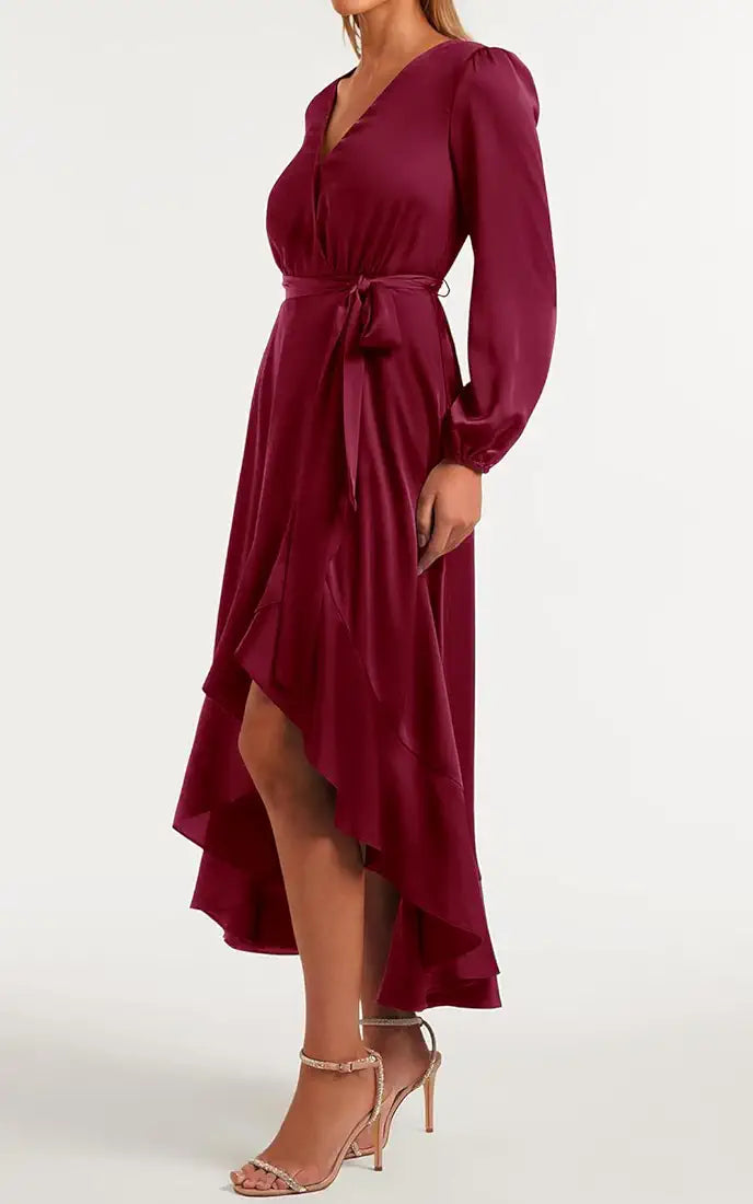 Vestido vino formal manga larga