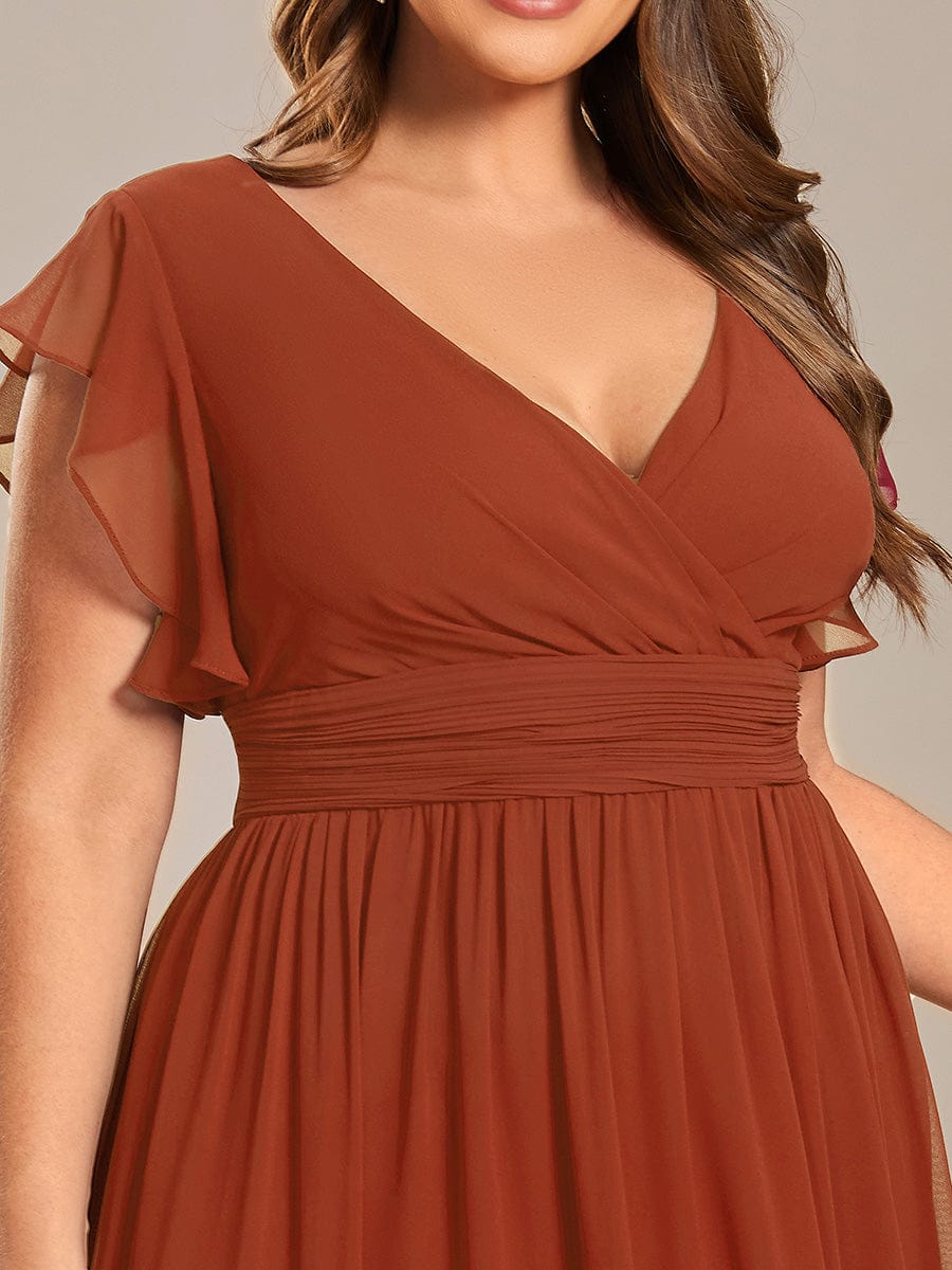 Vestido Terracota con escote en V y espalda semi abierta