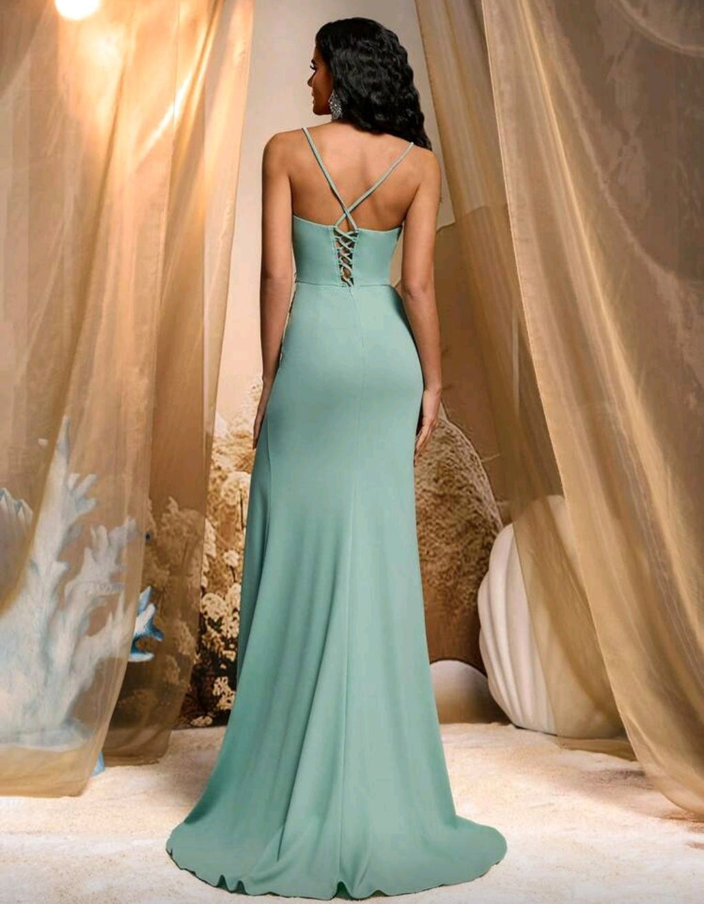 Vestido verde menta con aplicación