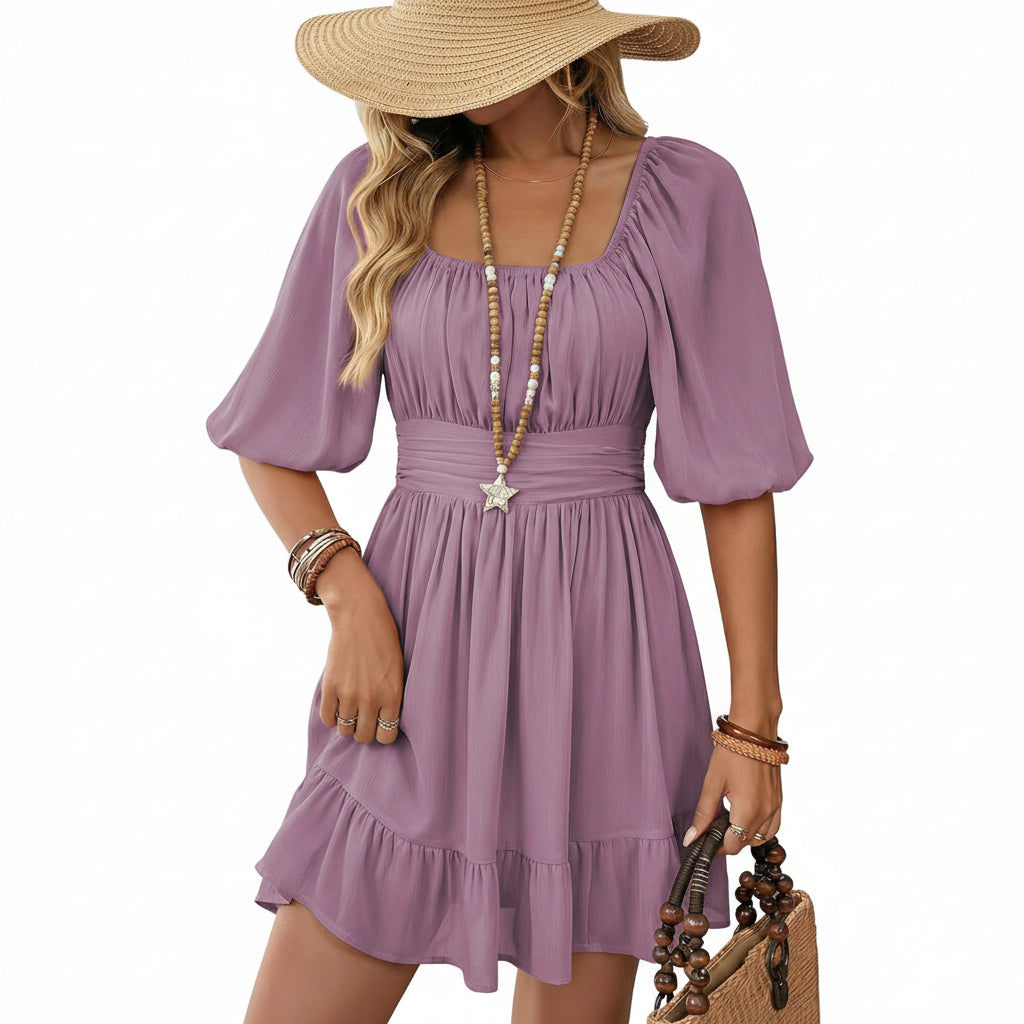 Vestido mauve oscuro espalda semi abierta