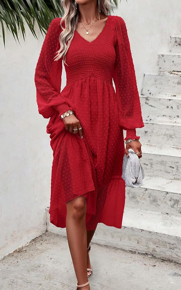 Vestido rojo manga larga