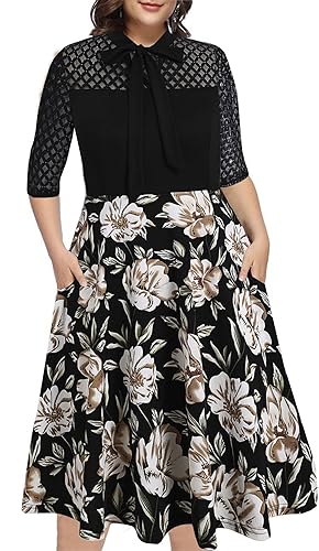 Vestido negro con falda flores y bolsas invisibles