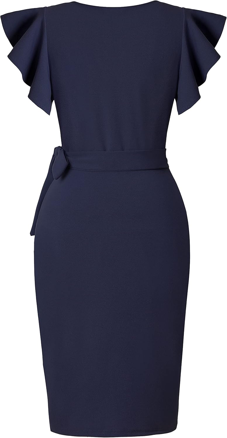 Vestido azul marino formal midi