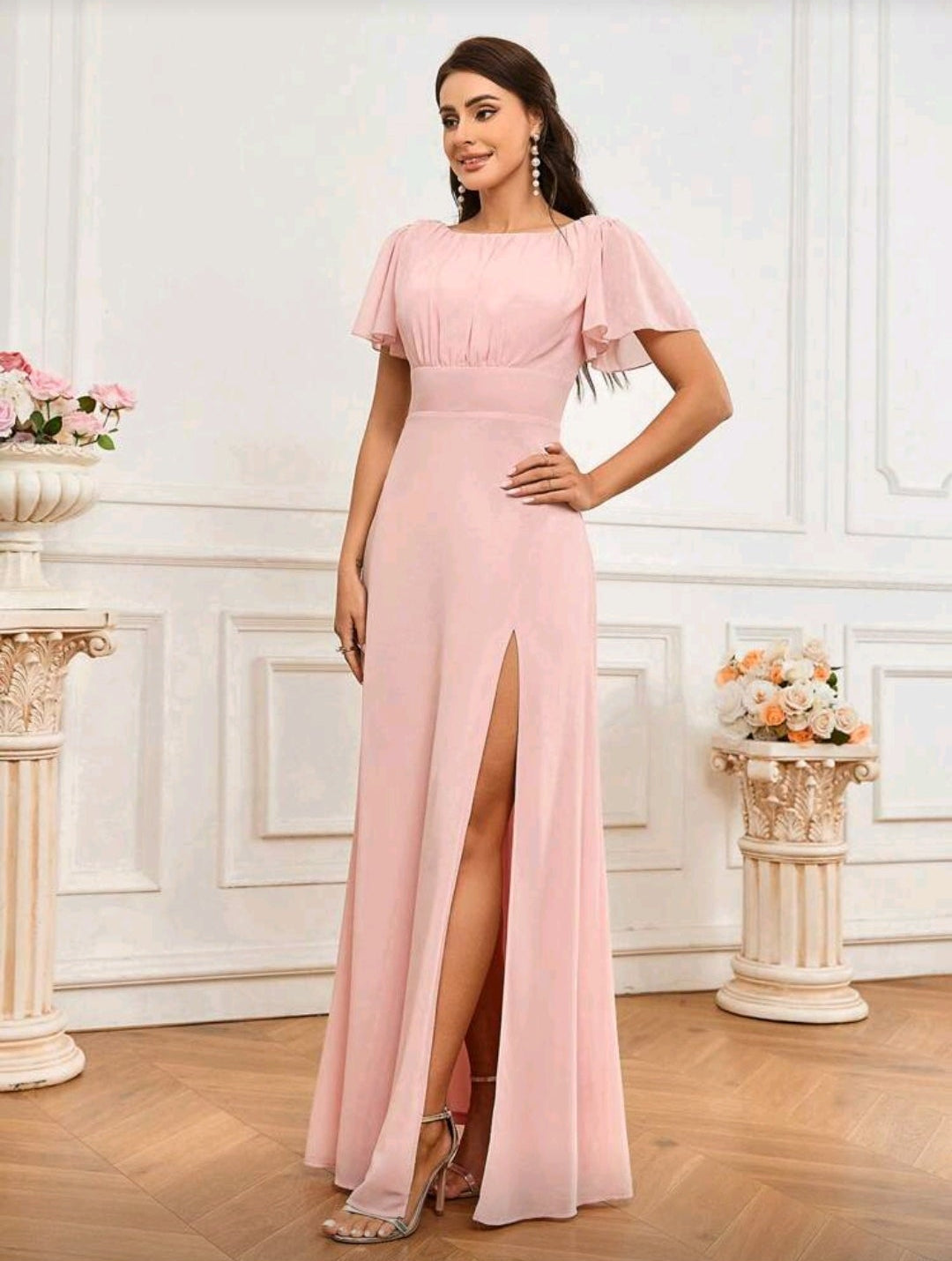 Vestido palo rosa espalda abierta