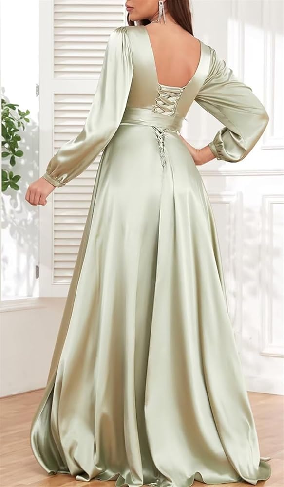 Vestido Terracota manga larga con abertura lateral
