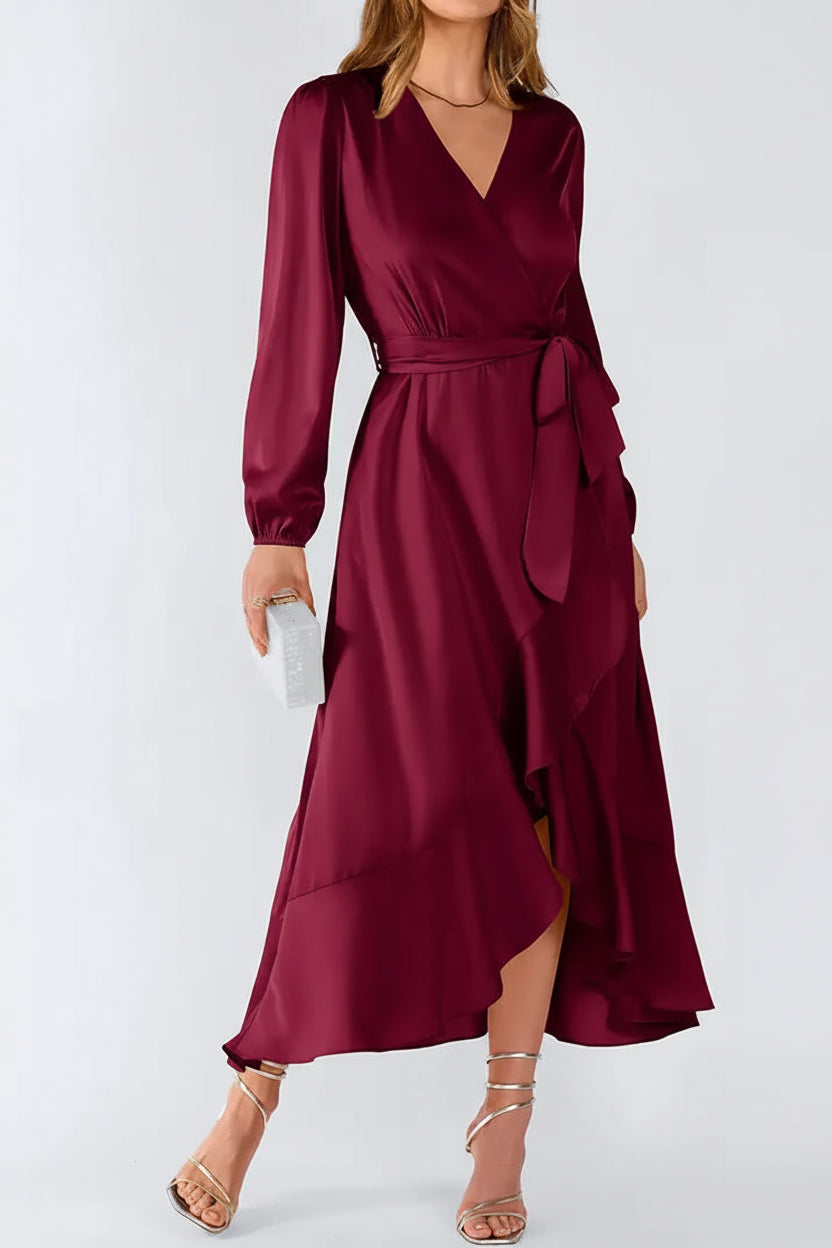 Vestido vino formal manga larga