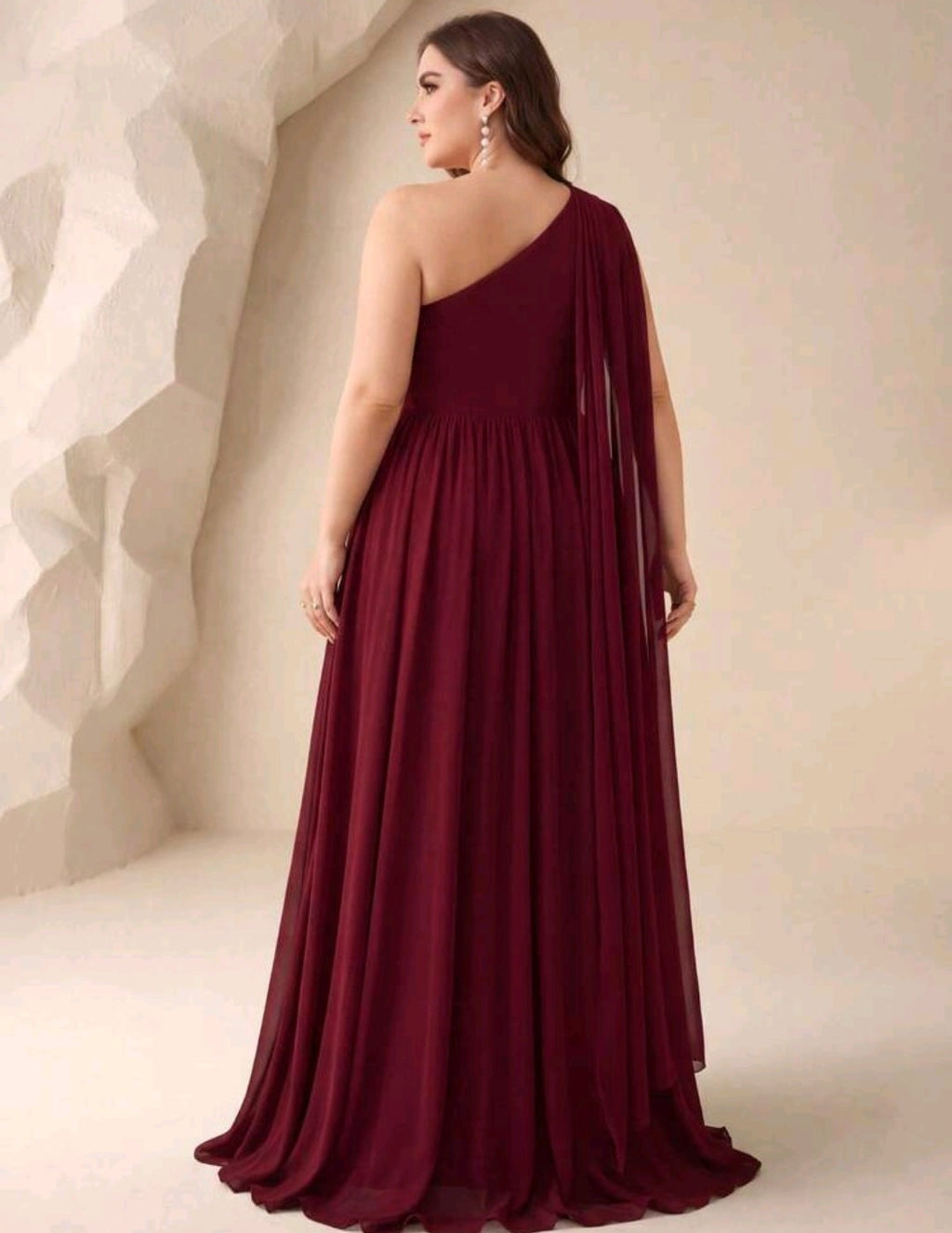 Vestido vino de una manga corte A chiffon
