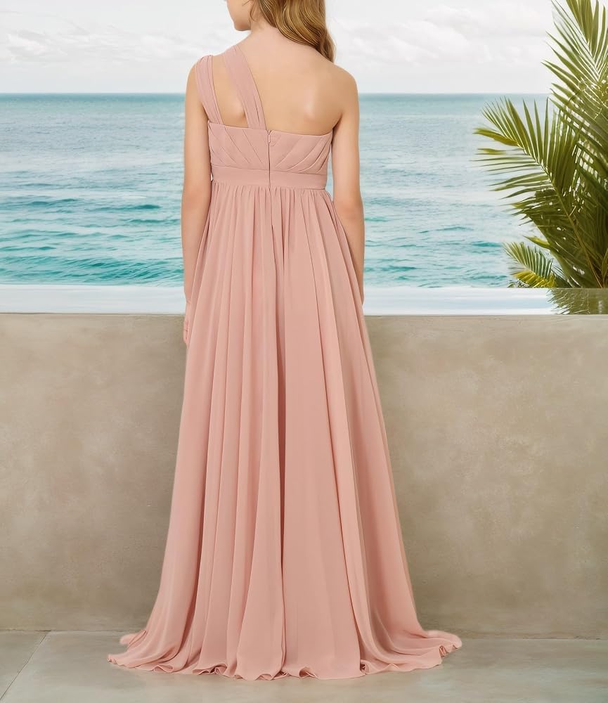 Vestido Niña verde sage de una manga corte A