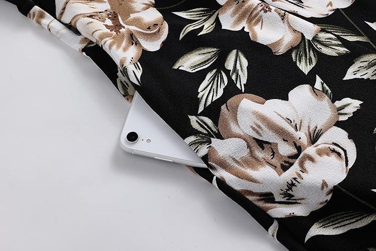 Vestido negro con falda flores y bolsas invisibles