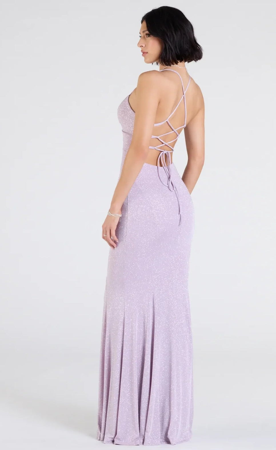 Vestido Liz lavanda espalda abierta corte sirena