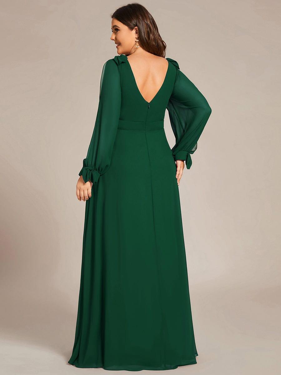 Vestido verde esmeralda manga larga corte A