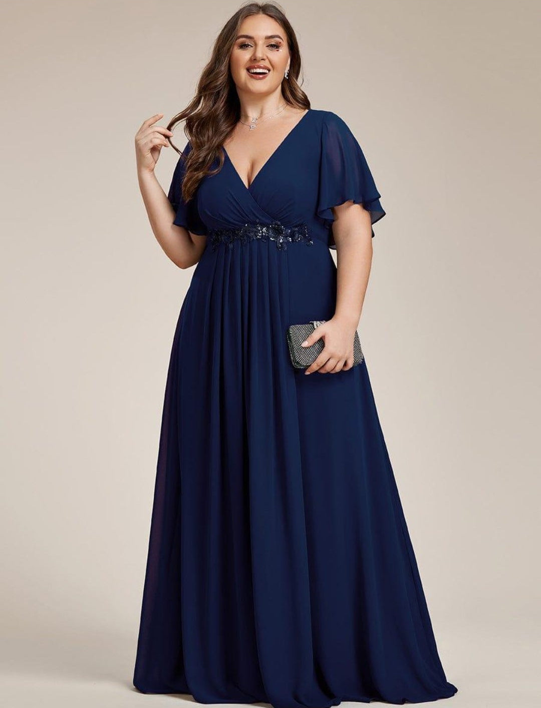Vestido azul marino corte A manga corta