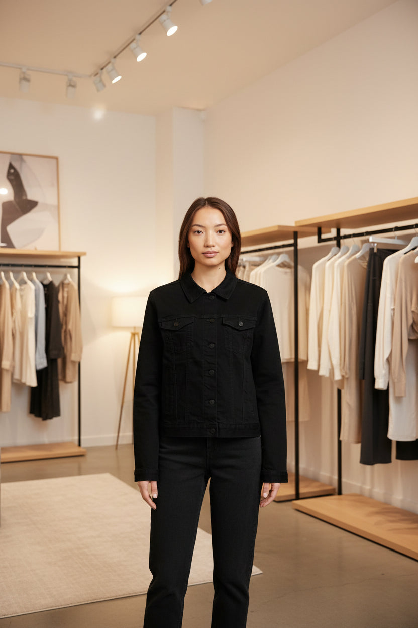 Jacket negra denim stretch
