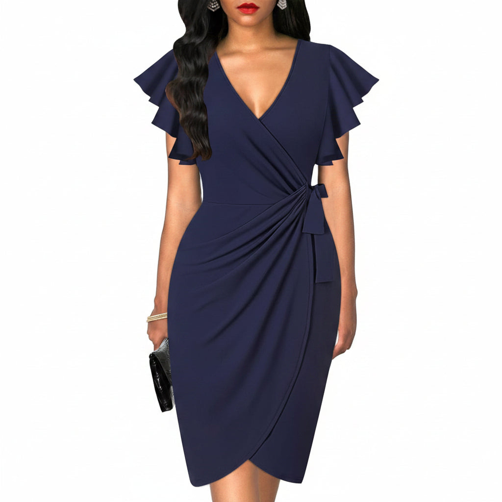 Vestido azul marino formal midi