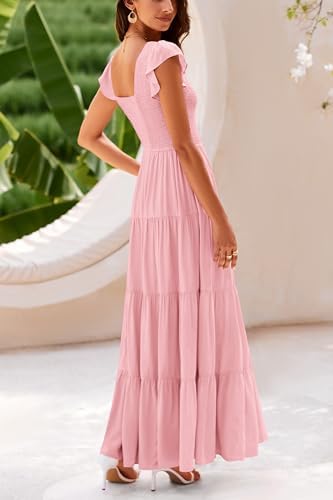 Vestido maxi palo rosa manga corta