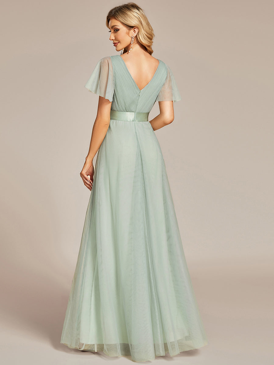 Vestido verde sage corte A de Tul