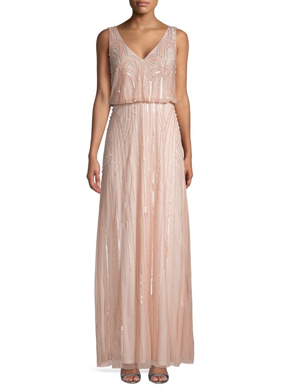 Vestido coral pastel bordado lentejuelas y pedrería
