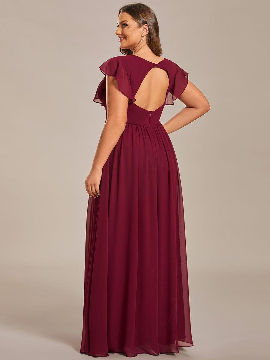 Vestido Vino con escote en V y espalda semi abierta