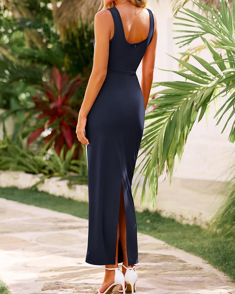 Vestido azul oscuro rayas blancas pegado al cuerpo