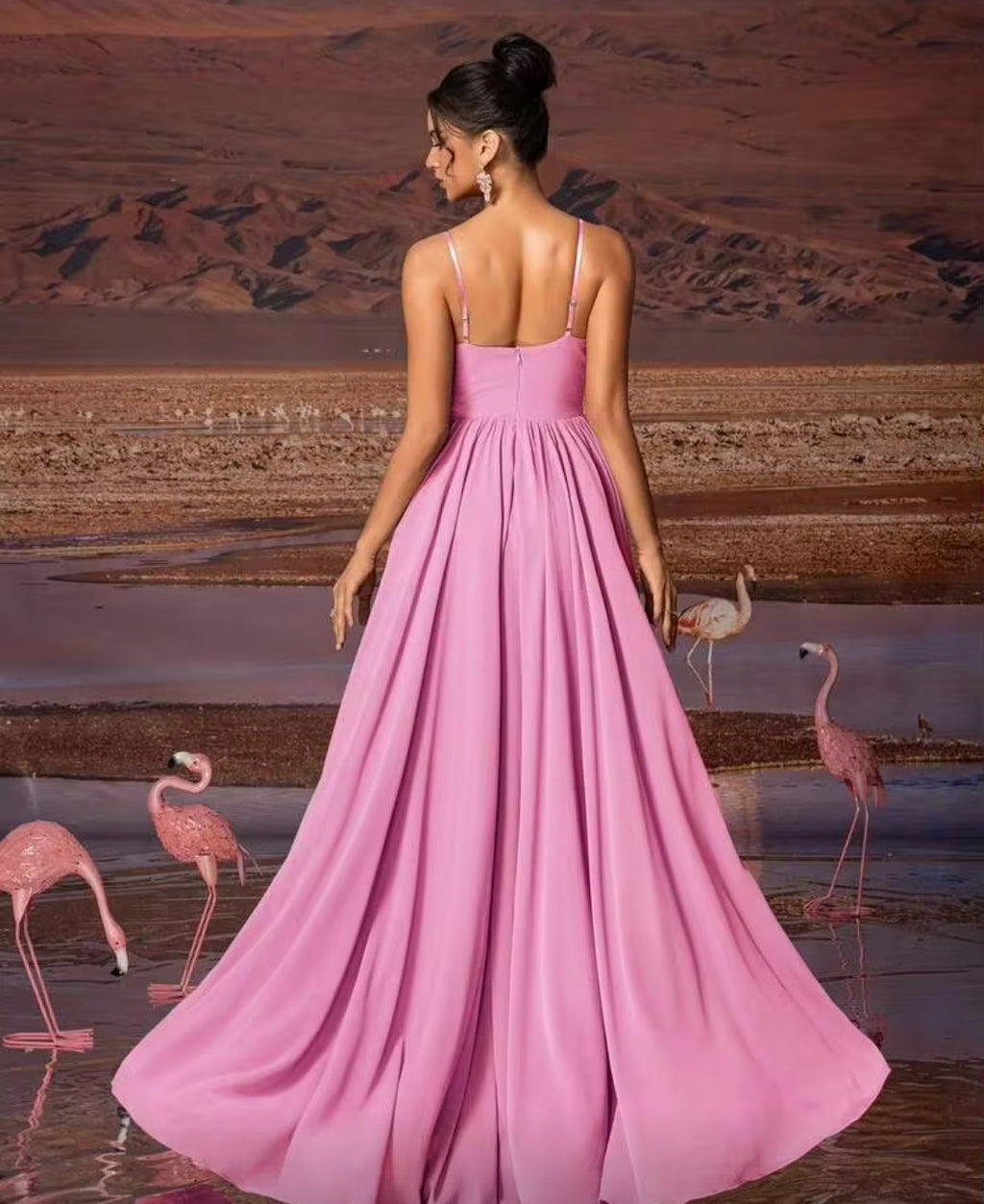 Vestido pink barbie tirante delgado corte A