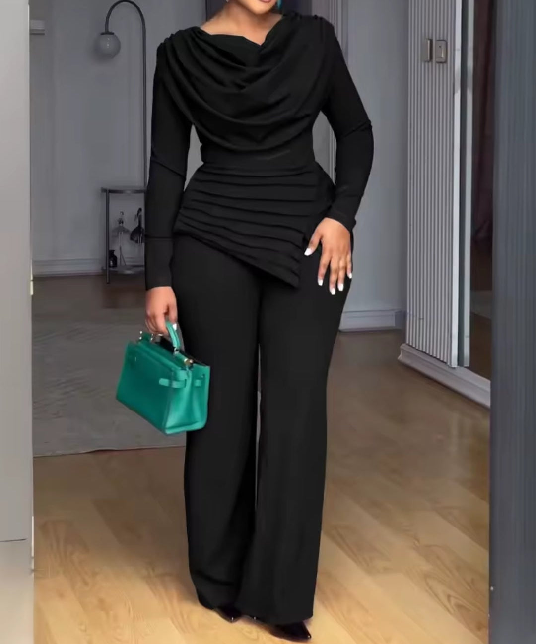 Enterizo negro manga larga stretch