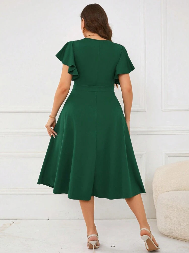 Vestido verde oscuro formal corte A