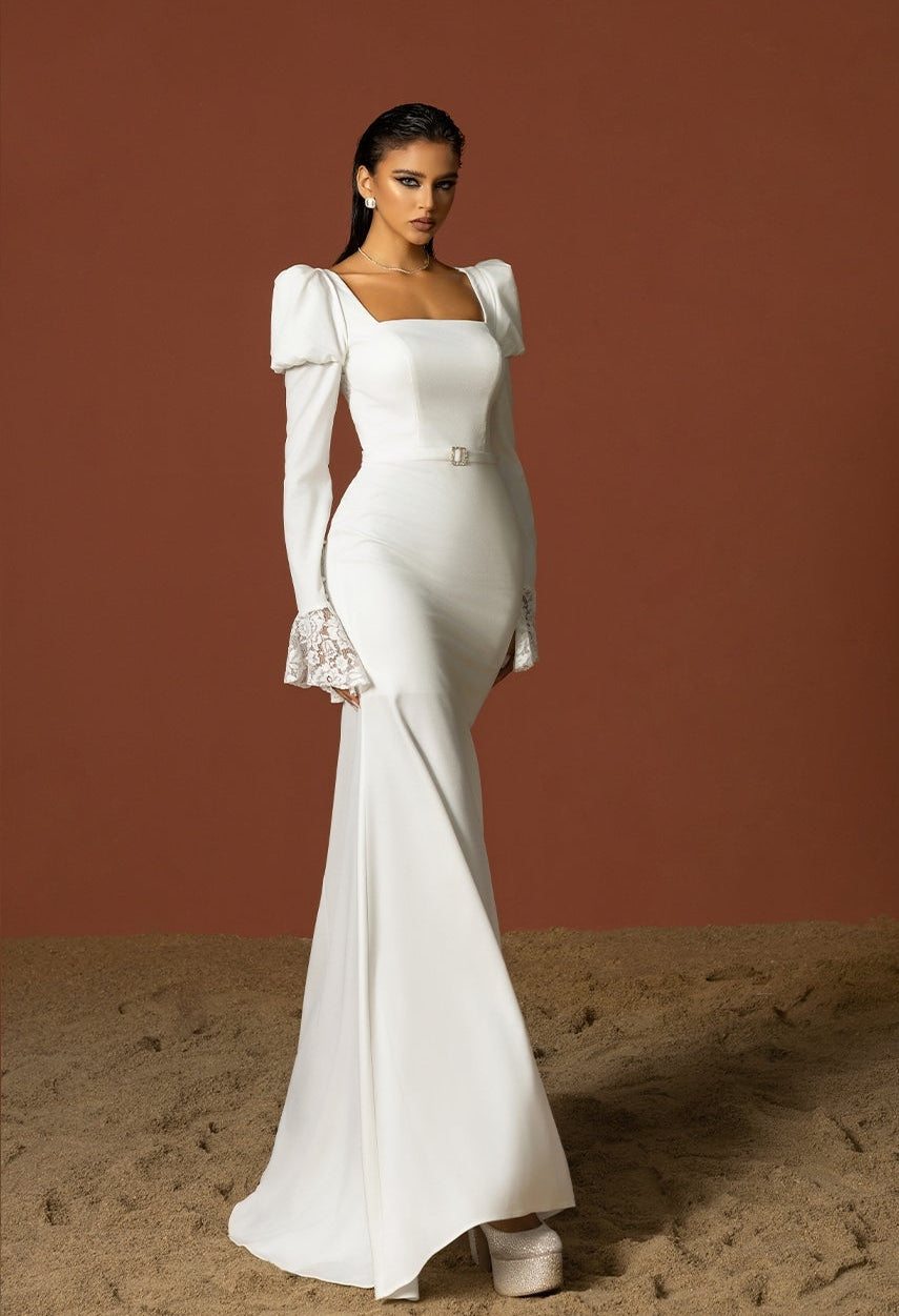 Vestido de Gala "Elegancia Atemporal" con Detalles en Encaje