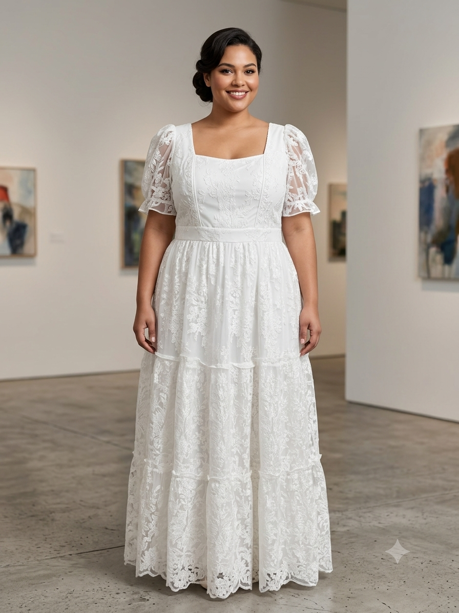 Vestido blanco con estampado floral forrado