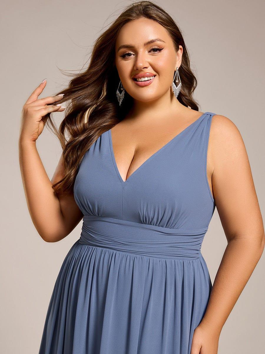 Vestido dusty blue tirante grueso corte A