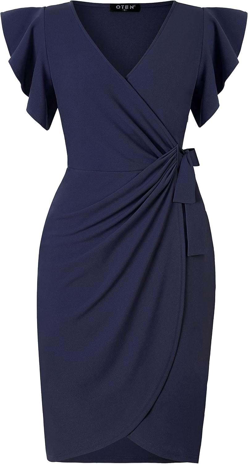 Vestido azul marino formal midi