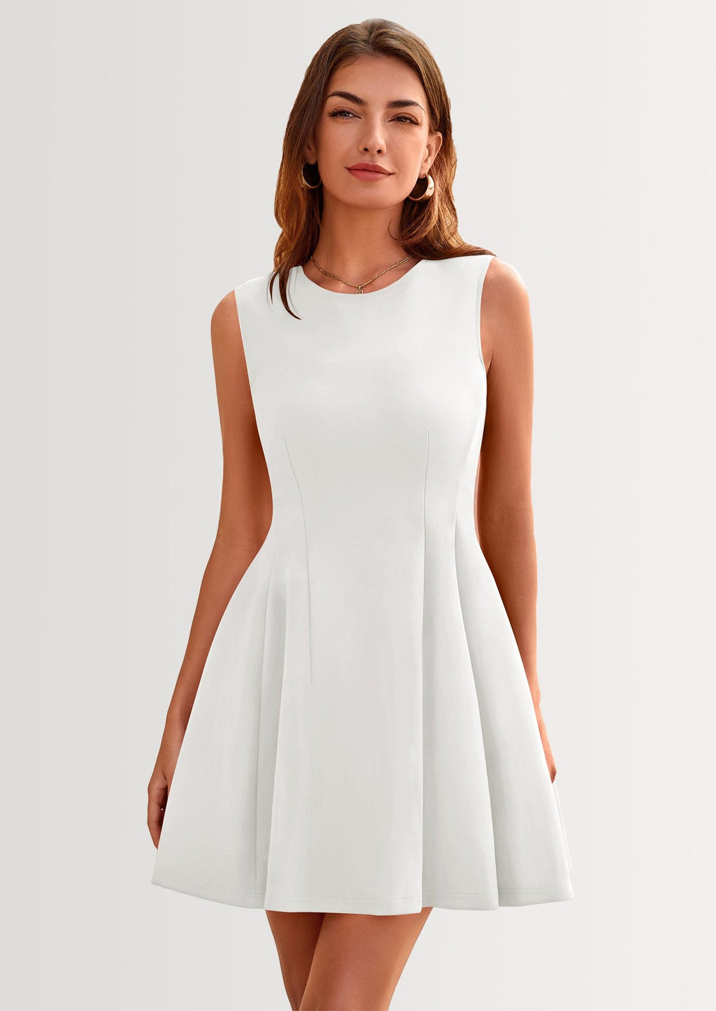 Vestido blanco formal mini sin manga corte A