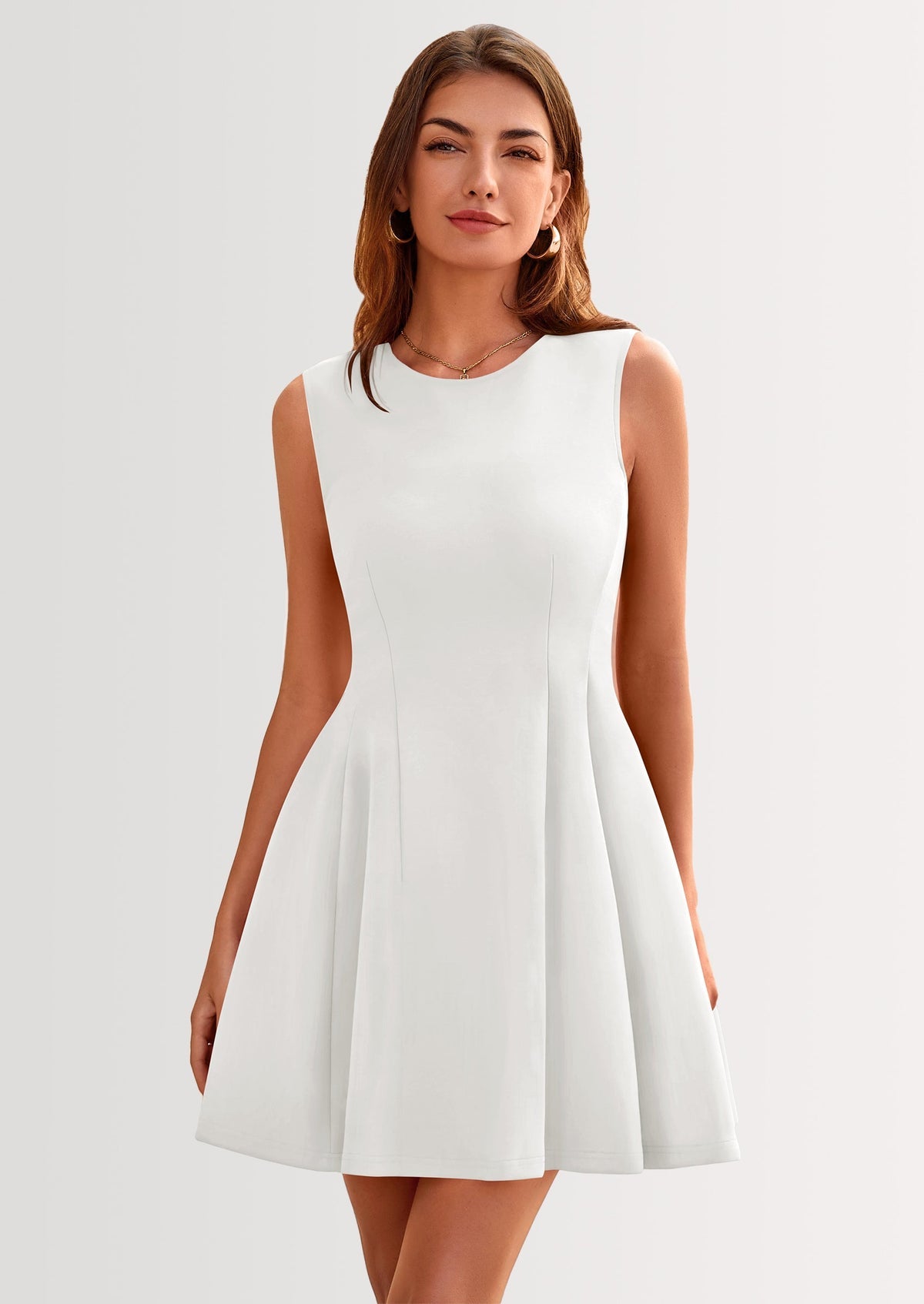 Vestido blanco formal mini sin manga corte A