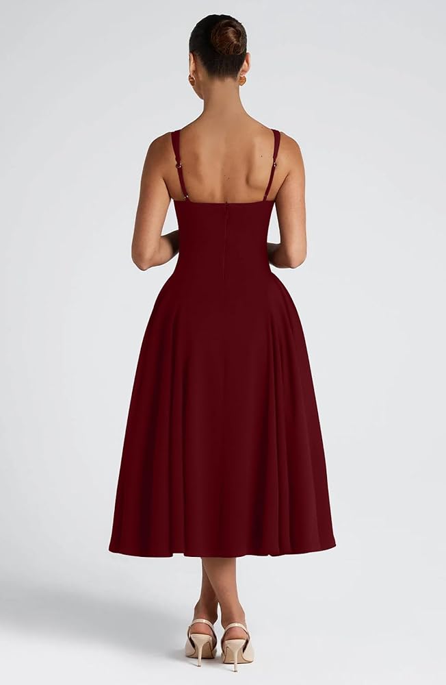 Vestido formal borgoña corte A