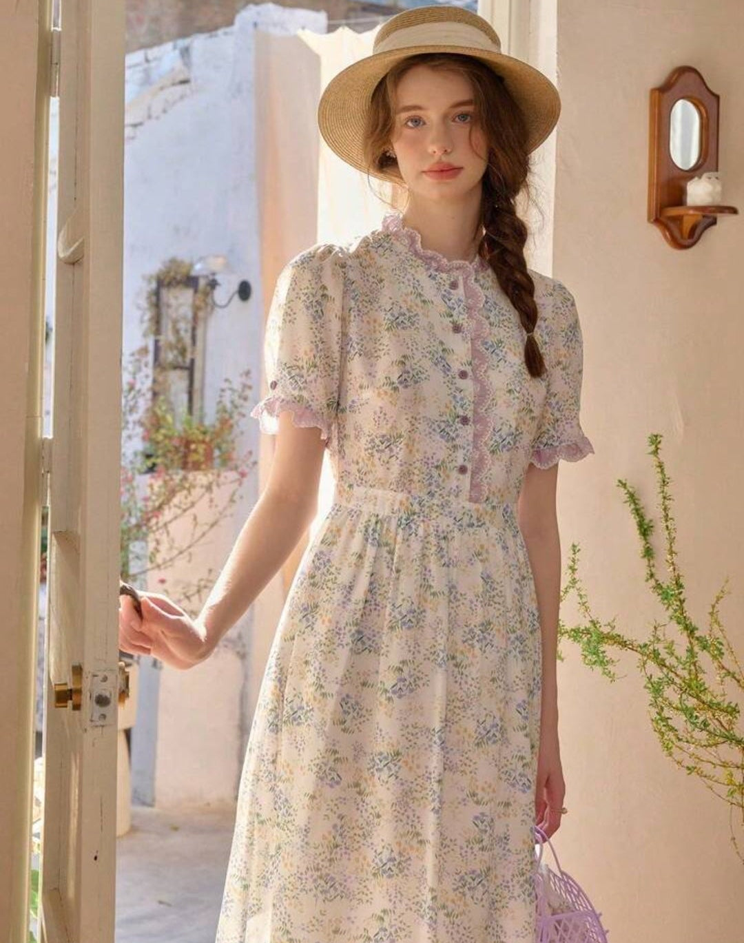 Vestido casual retro con estampado floral