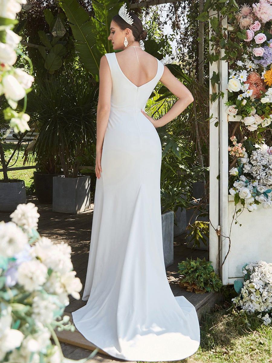 Vestido de Novia Minimalista – Estilo Envolvente con Abertura Frontal
