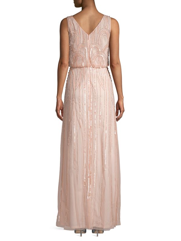 Vestido coral pastel bordado lentejuelas y pedrería