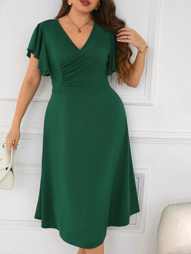 Vestido verde oscuro formal corte A