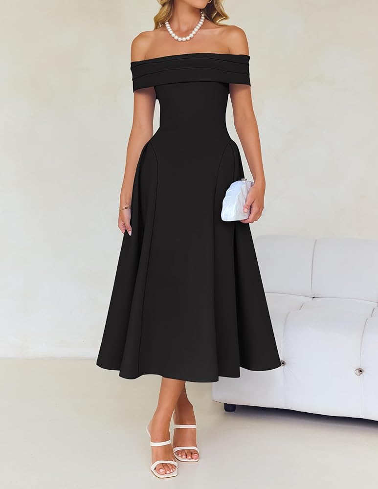 Vestido midi negro straple corte A