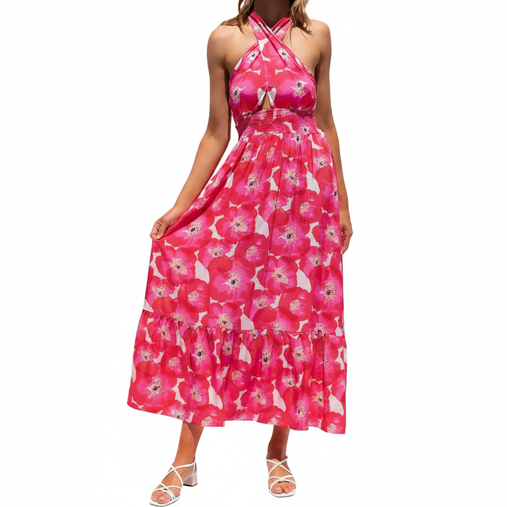 Vestido con estampado floral espalda abierta