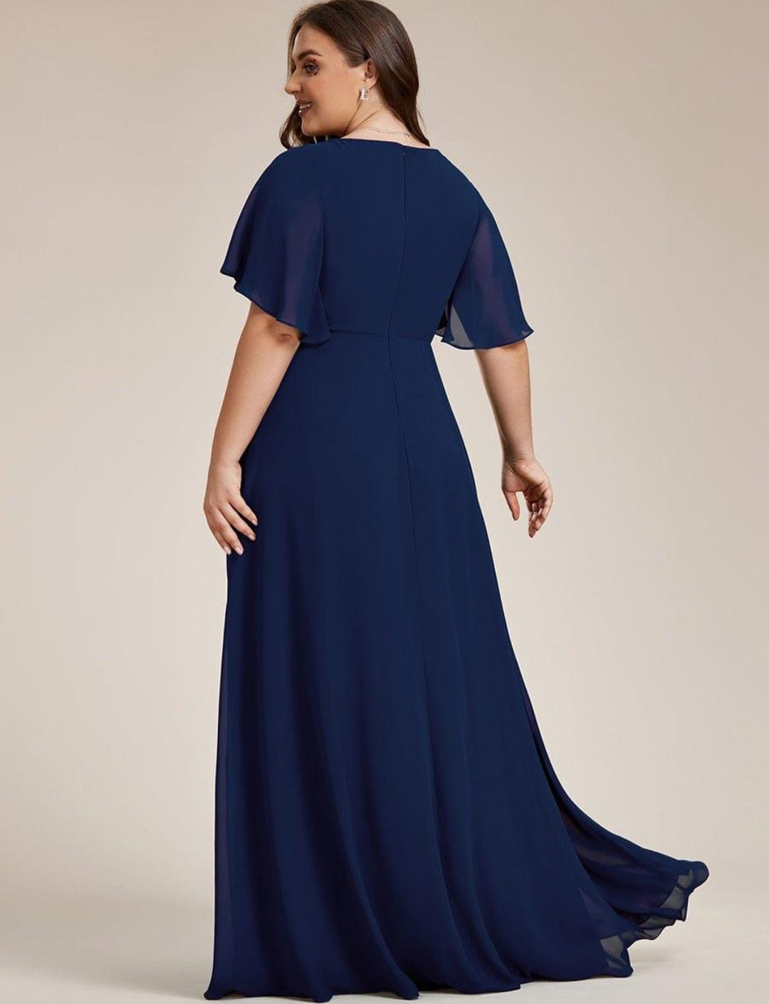 Vestido azul marino corte A manga corta