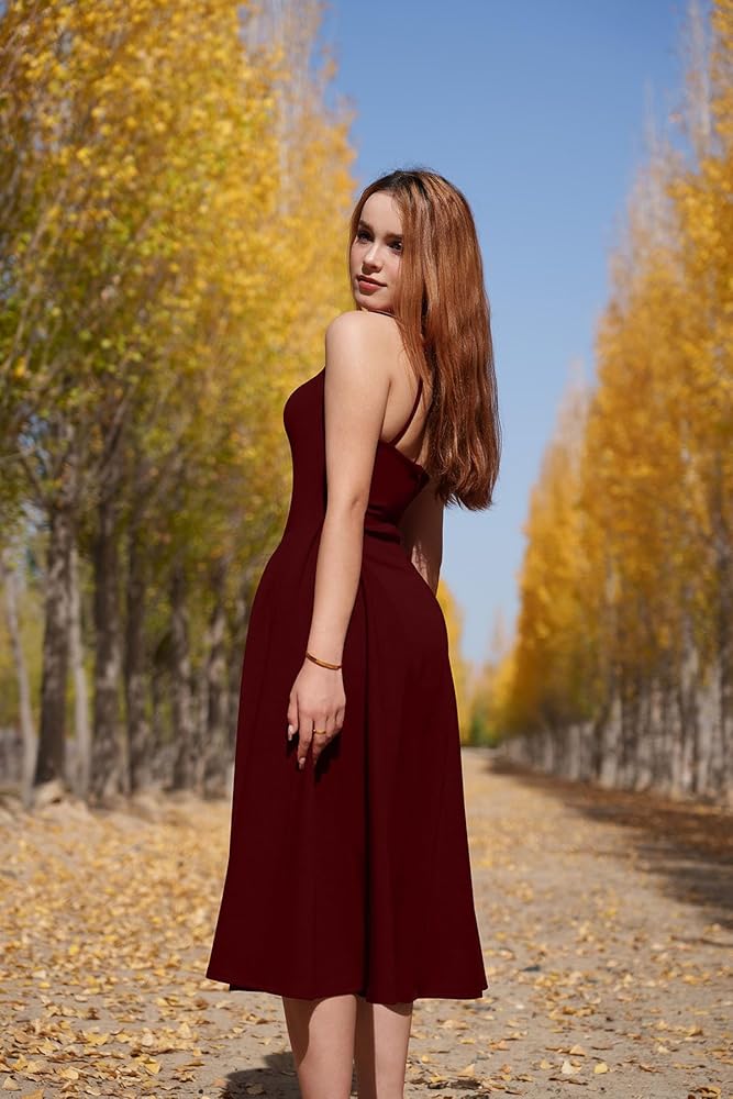 Vestido formal borgoña corte A