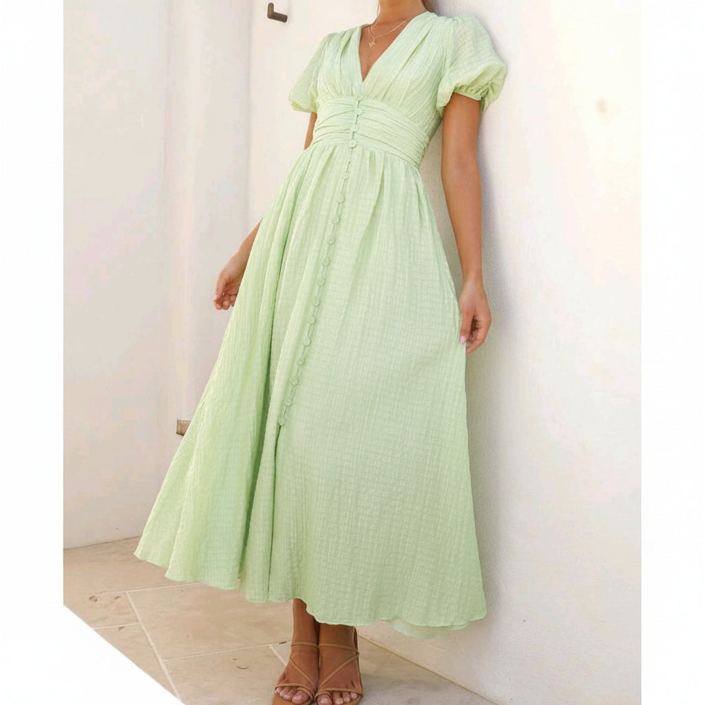 Vestido verde sage manga corta