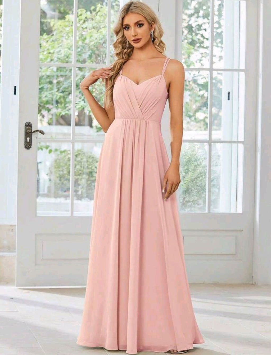 Vestido baby pink espalda ajustable semi abierta corte A
