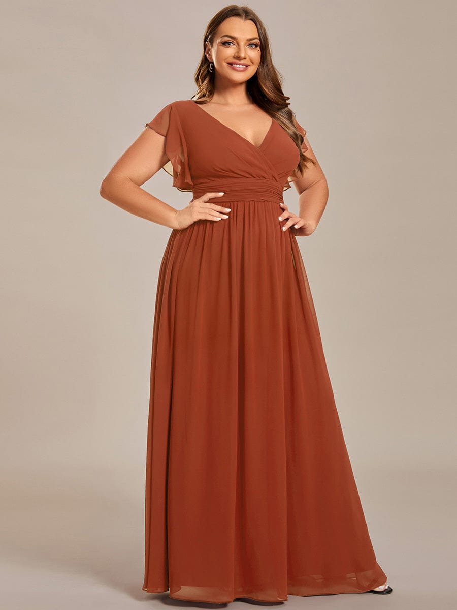 Vestido Terracota con escote en V y espalda semi abierta
