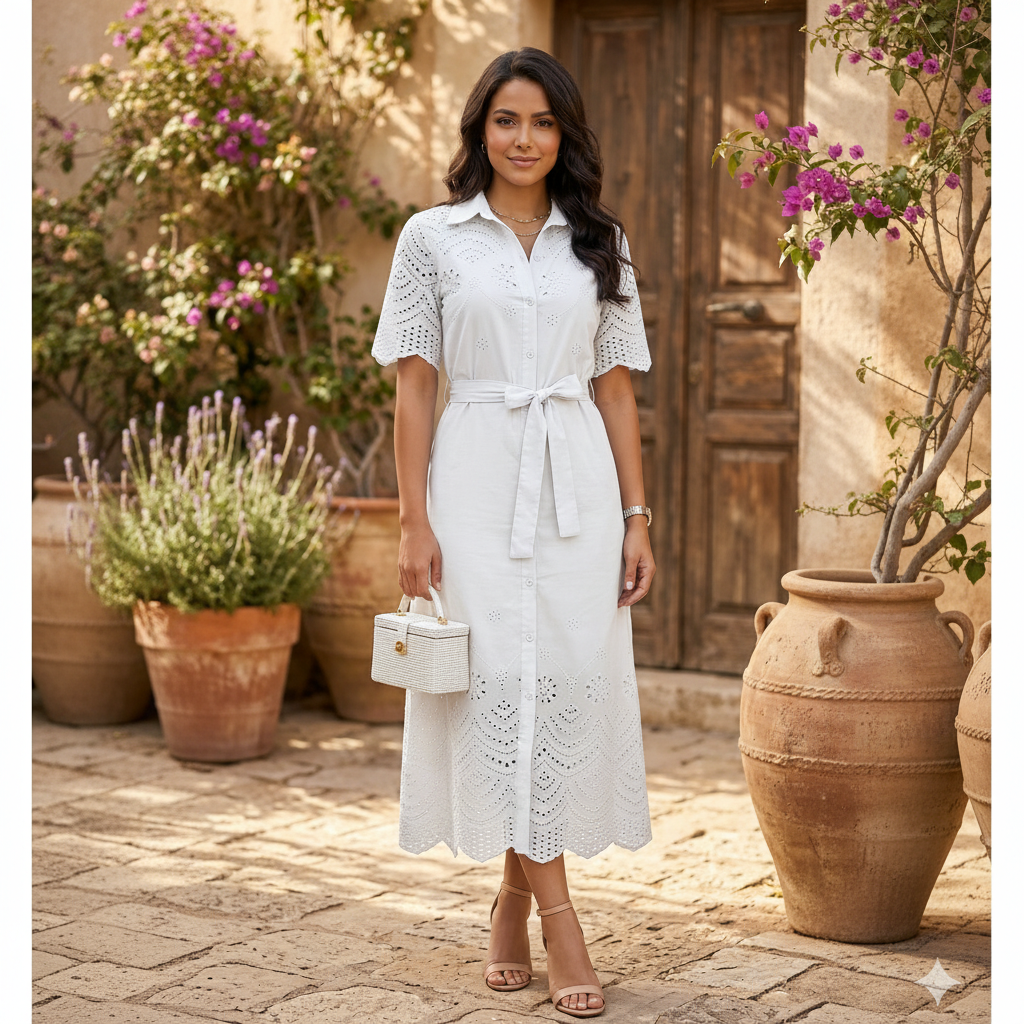 Vestido blanco manga corta