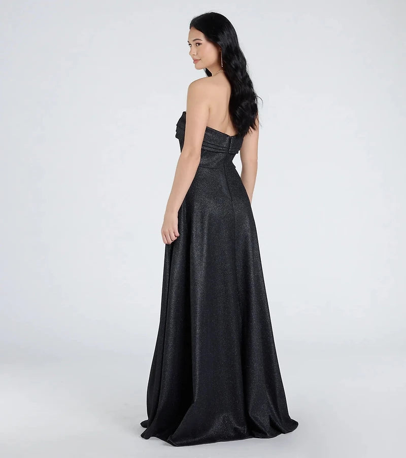 Vestido Peyton Strape negro brillante corte A