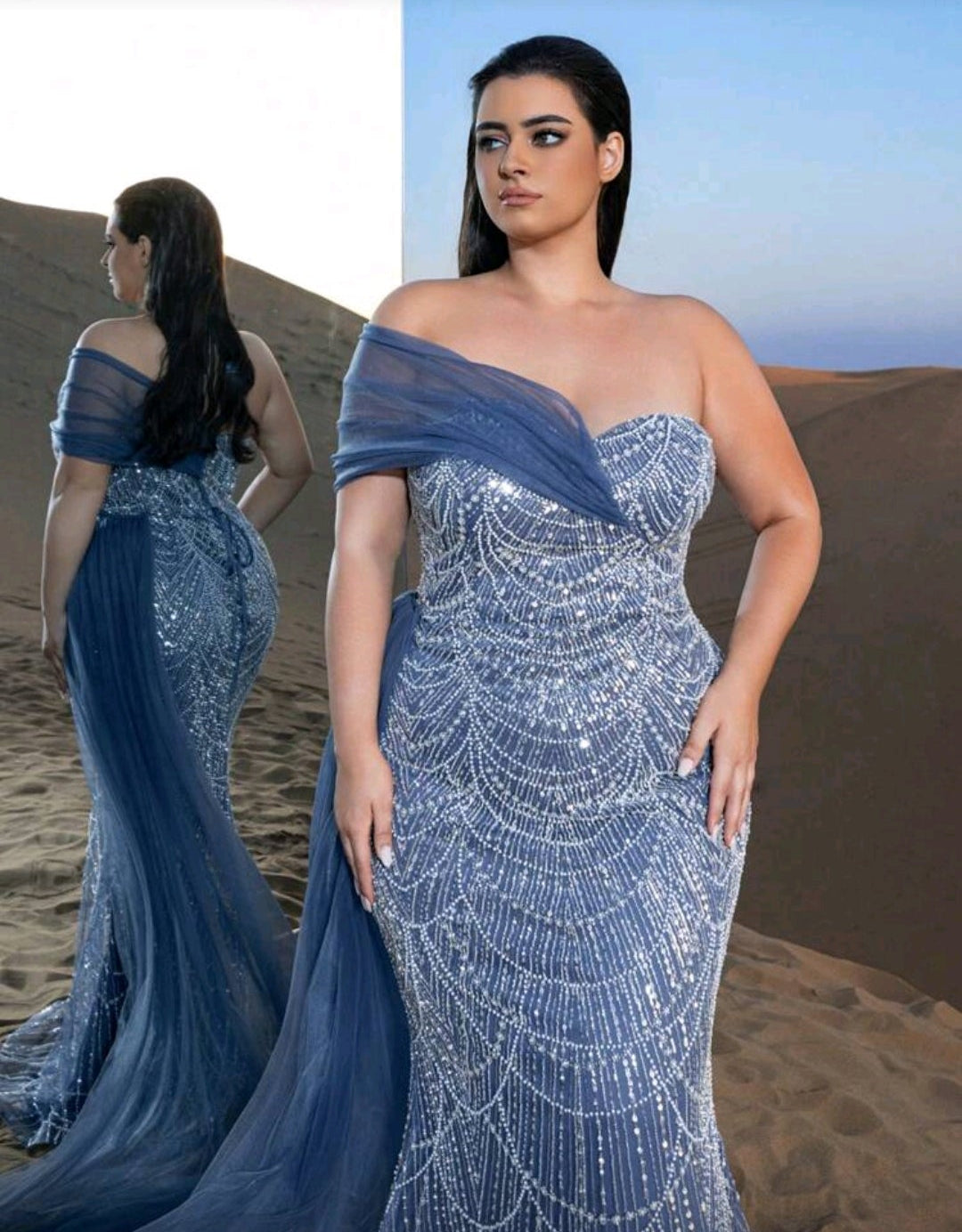 Vestido con pedrería corte sirena