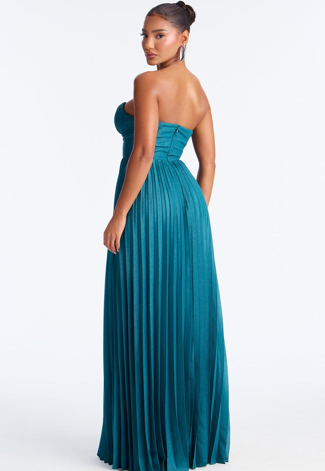 Vestido turquesa straple plisado