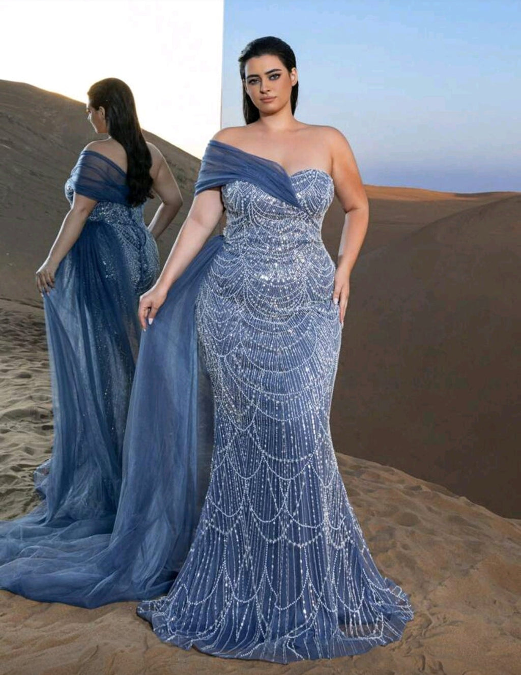 Vestido con pedrería corte sirena