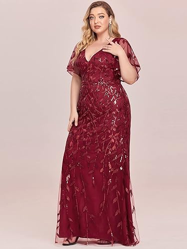 Vestido vino manga corta lentejuelas